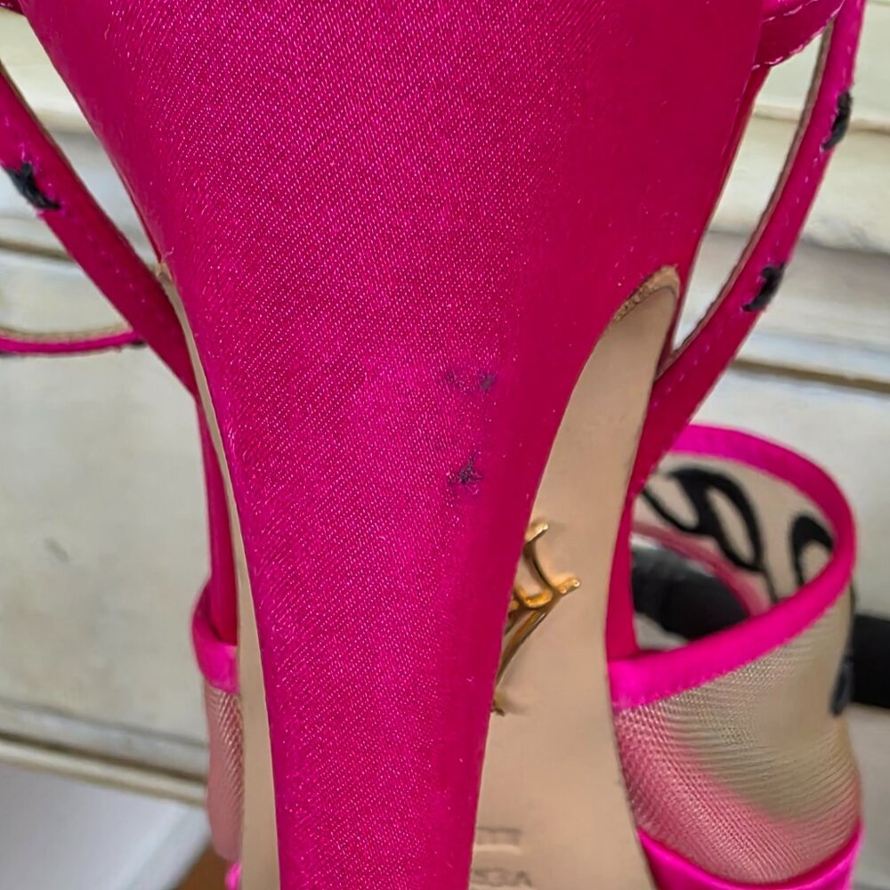 Charlotte Olympia "Paris" heels – Fuchsia satin, EU 37.5 (US 7.5) - Picture 8 of 16